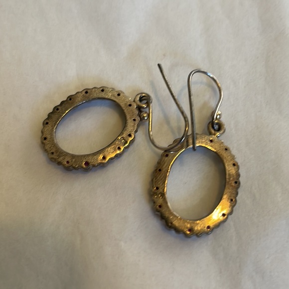 Ruby and Sterling Dangle Earrings - Picture 4 of 5